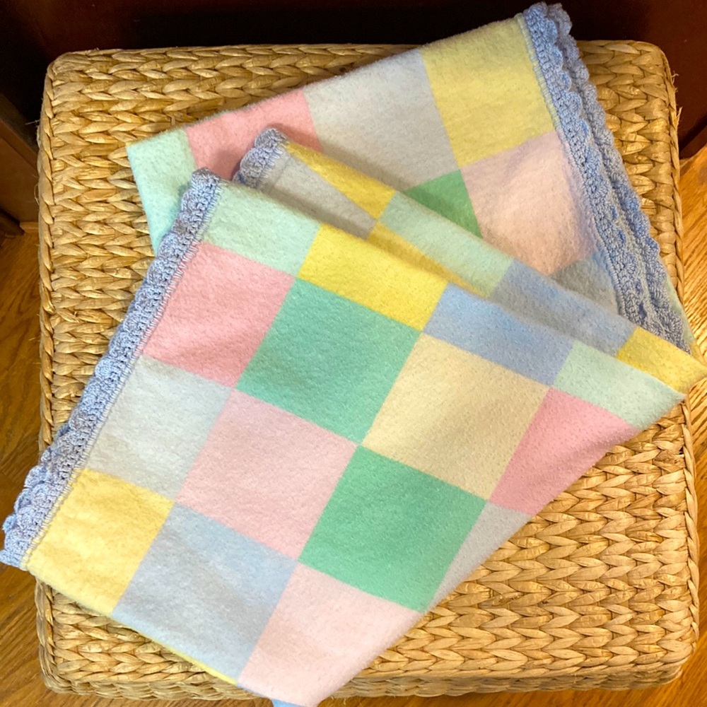 Fleece Blanket with hand crocheted border.